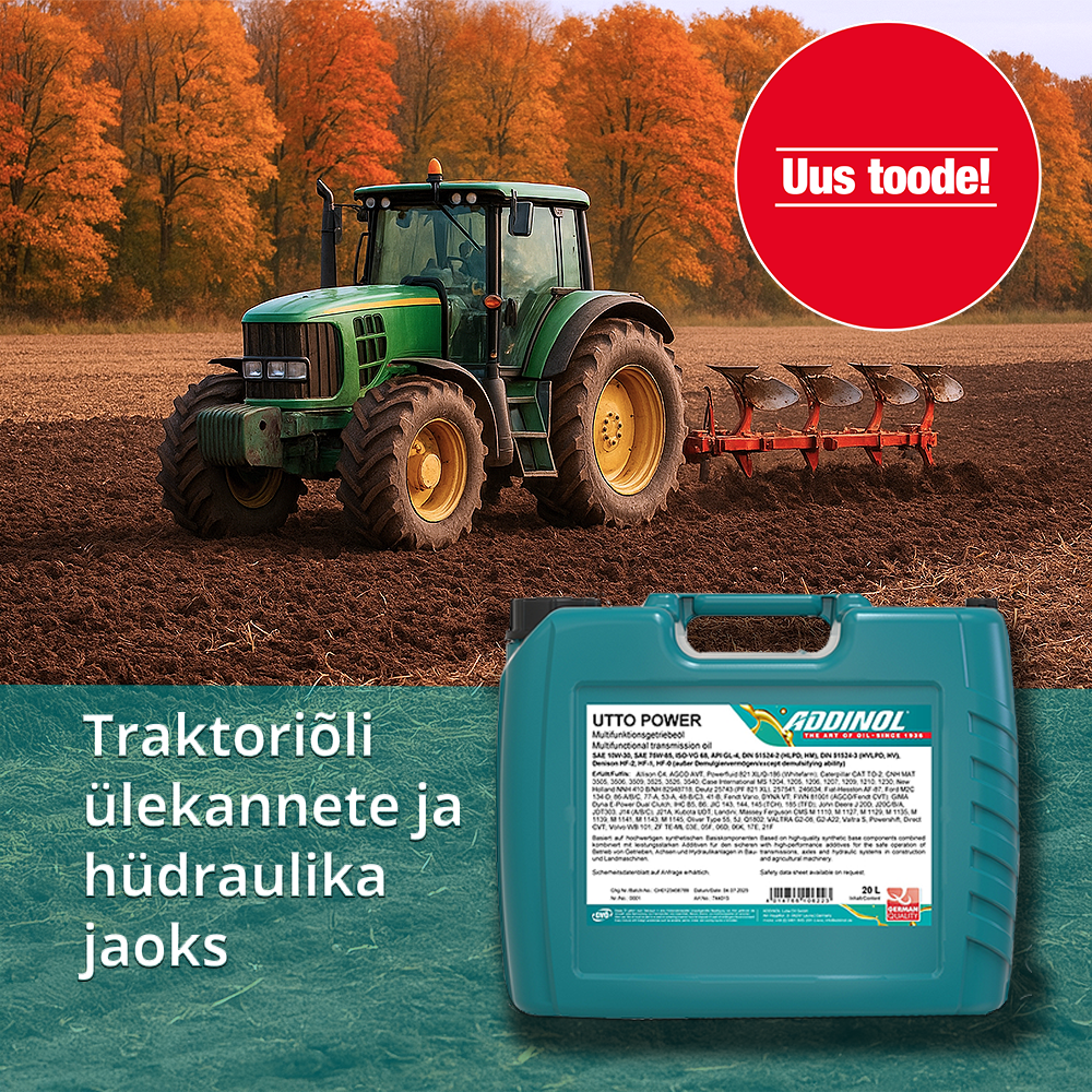 Uus poolsünteetiline traktoriõli ülekannete ja hüdraulika jaoks